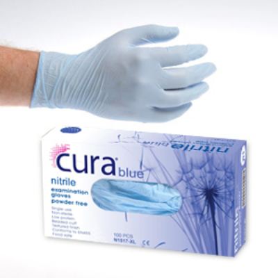 Cura Premium Blue Nitrile Gloves